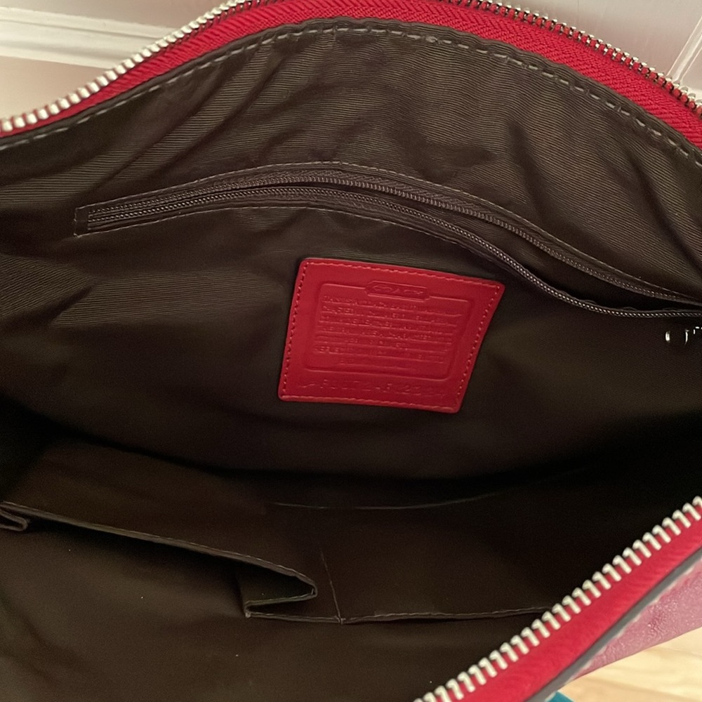 Coach Red Leather Carryall Tote Bag - Picture 10 of 10